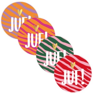 Sticker Juf Hart Gestreept