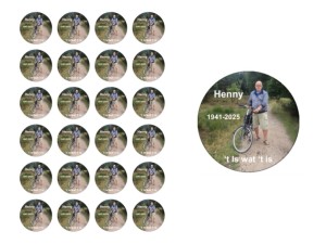 Persoonlijke sluitsticker met foto en tekst voor rouwkaarten