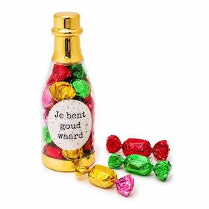 Bedankje Je bent Goud Waard Champagneflesje Goud