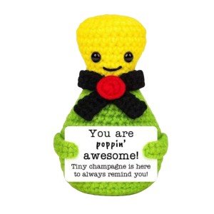 Champagnefles Knuffeltje met Kaartje – Poppin' Awesome Cadeautje