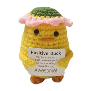 Lucky Duck Gehaakt Knuffeltje - Positief Cadeautje met Inspirerende Tekst