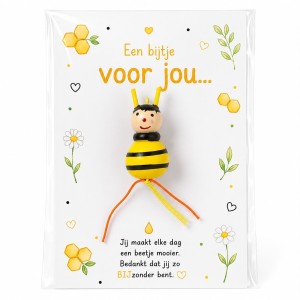 Pocket Hug gelukspoppetje bijtje - Klein bedankje met sleutelhanger
