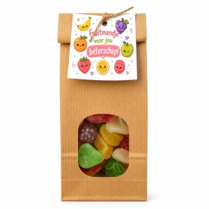 Beterschap Snoepcadeau – Fruitmandje 150 gram Snoep