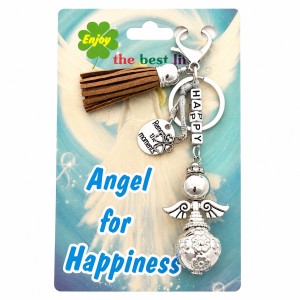 Geluksengel Sleutelhanger Happy – Lichtbruin