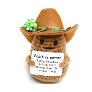 Gehaakte Cowboy Aardappel met Positief Kaartje 9 cm
