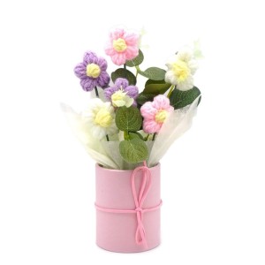 Gehaakt boeketje in potje – bloemen bedankje 20 cm